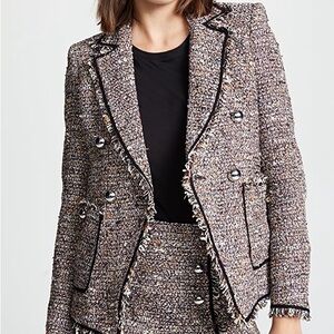 Veronica Beard Theron Tweed Blazer Jacket - Brown Multi